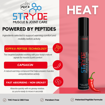 PEP+ STRYDE HEAT Cream — Single 15mL Airless pump